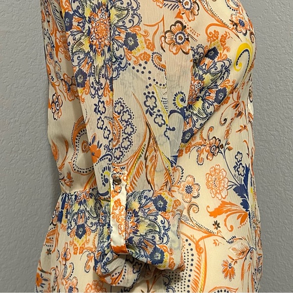 KUT from the Kloth Paisley Chiffon High Low Blouse - Picture 5 of 9